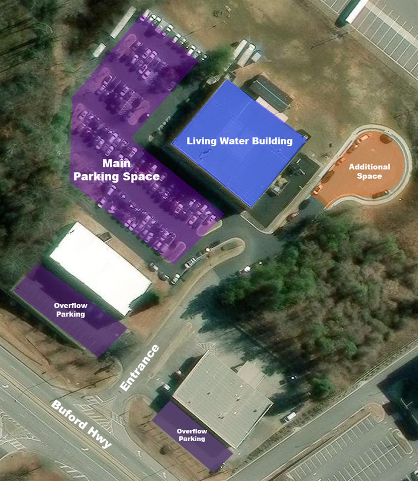 Aerial view of LW Venues property